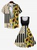 Plus Size American Flag Piano Sunflower Print 1950s Vintage Swing A Line Dress -  
