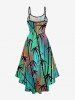 Robe Asymétrique Linge A Rayée Bambou Colorée Imprimée de Grande Taille - Vert S