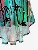Robe Asymétrique Linge A Rayée Bambou Colorée Imprimée de Grande Taille - Vert S