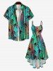 Robe Asymétrique Linge A Rayée Bambou Colorée Imprimée de Grande Taille - Vert S