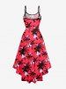 Robe Asymétrique Ligne A Géométrique Triangle Cocotier Imprimé de Grande Taille - Rouge M