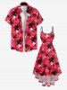 Robe Asymétrique Ligne A Géométrique Triangle Cocotier Imprimé de Grande Taille - Rouge M