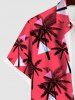 Chemise Imprimé Géométrique Triangle Grande Taille avec Poches à Boutons pour Homme - Rouge L