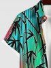 Plus Size Bamboo Colorful Striped Print Hawaii Buttons Pocket Shirt For Men -  