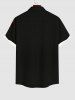 Chemise Drapeau Américain Croisée Imprimé avec Poche de Grande Taille avec Boutons - Noir L