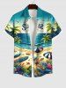 Plus Size Seascape Beach Sea Waves Sunset Coconut Tree Sunshade Print Hawaii Shirt For Men -  
