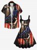 Plus Size Patriotic American Flag Cross Print Hand Printed Tank Dress -  