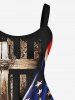 Plus Size Patriotic American Flag Cross Print Hand Printed Tank Dress -  