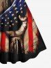 Plus Size Patriotic American Flag Cross Print Hand Printed Tank Dress -  