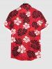 Chemise Décontractée Imprimé Feuilles de Palmier et Fleurs avec Poches Grande Taille - Rouge 2XL