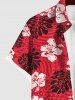 Chemise Décontractée Imprimé Feuilles de Palmier et Fleurs avec Poches Grande Taille - Rouge 3XL