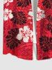 Chemise Décontractée Imprimé Feuilles de Palmier et Fleurs avec Poches Grande Taille - Rouge 4XL