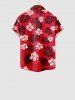 Kid's Flowers Palm Tree Leaf Print Buttons Pocket Hawaii Shirt -  