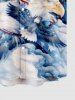 Plus Size Eagle Cloud American Flag Print Button Pocket Shirt For Men -  