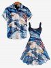 Plus Size Eagle Cloud American Flag Print Backless A Line Tank Dress -  