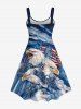 Plus Size Eagle Cloud American Flag Print Backless A Line Tank Dress -  