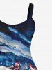 Plus Size Eagle Cloud American Flag Print Backless A Line Tank Dress -  