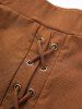 Plus Size Lace Up Crochet Hollow Out Ethnic Trim Patchwork A Line Skirt -  