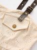 Plus Size Hollow Out Jacquard Mock Button PU Strap Buckle Grommet Backless Tank Top -  