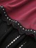 Jupe côtelée gothique grande taille Revit avec bordure en dentelle, œillets et ruban découpé - Noir 4X | US 26-28