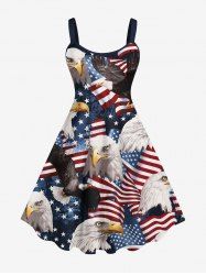 Plus Size Patriotic American Flag Eagle Print Tank Dress -  