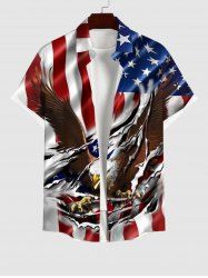 Chemise 3D Aigle Drapeau Américain Imprimé de Grande Taille avec Poche à Paillettes - Multi-A L