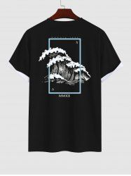 Men's Waves Photo Frame Letters Print T-shirt -  