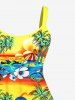Coconut Tree Sun Sea Boat Flower Umbrella Ombre Print Plus Size Matching Hawaii Beach Outfit For Family -  