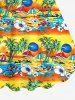 Coconut Tree Sun Sea Boat Flower Umbrella Ombre Print Plus Size Matching Hawaii Beach Outfit For Family -  