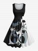 Cat Colorblock Print Plus Size Matching Set For Couples -  