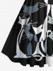 Cat Colorblock Print Plus Size Matching Set For Couples -  
