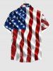 Chemise 3D Aigle Drapeau Américain Imprimé de Grande Taille avec Poche à Paillettes - Multi-A L