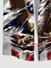 Chemise 3D Aigle Drapeau Américain Imprimé de Grande Taille avec Poche à Paillettes - Multi-A L