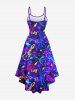 Plus Size Glitter Guitar Star Letters Print Hawaii High Low Asymmetric A Line Cami Dress -  
