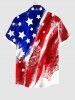 Plus Size American Flag Paint Print Button Pocket Shirt For Men -  