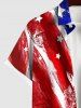 Plus Size American Flag Paint Print Button Pocket Shirt For Men -  