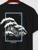 Men's Waves Photo Frame Letters Print T-shirt -  