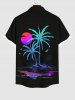 Chemise D'été à Boutons Imprimé Cocotier et Coucher du Soleil pour Homme - Multi-A 2XL