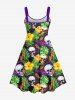 Robe Débardeur Hawaïen à Imprimé Feuilles de Palmier et Fleurs Grande-Taille - Multi-A 3X