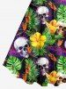 Robe Débardeur Hawaïen à Imprimé Feuilles de Palmier et Fleurs Grande-Taille - Multi-A 3X