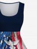 Plus Size Ripped American Flag Lion Glitter Cross Peace Dove Print 1950s Vintage Swing A Line Dress -  