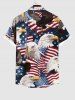 Chemise Drapeau Américain Aigle Imprimé avec Poche de Grande Taille avec Boutons - Noir 3XL
