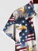 Chemise Drapeau Américain Aigle Imprimé avec Poche de Grande Taille avec Boutons - Noir 3XL