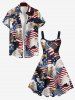 Plus Size Patriotic American Flag Eagle Print Tank Dress -  