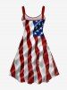 Plus Size Patriotic American Flag Eagle Ripped Glitter 3D Print Tank Dress -  