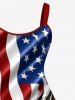 Plus Size Patriotic American Flag Eagle Ripped Glitter 3D Print Tank Dress -  
