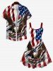 Plus Size Patriotic American Flag Eagle Ripped Glitter 3D Print Tank Dress -  