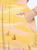 Robe Hawaii Fendue Fleur et Arbre Noix de Coco Imprimés de Grande Taille - Jaune 5X
