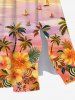Robe Hawaii Fendue Fleur et Arbre Noix de Coco Imprimés de Grande Taille - Jaune 5X