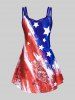 Plus Size American Flag Patriotic Crisscross A Line Sleeveless Dress -  